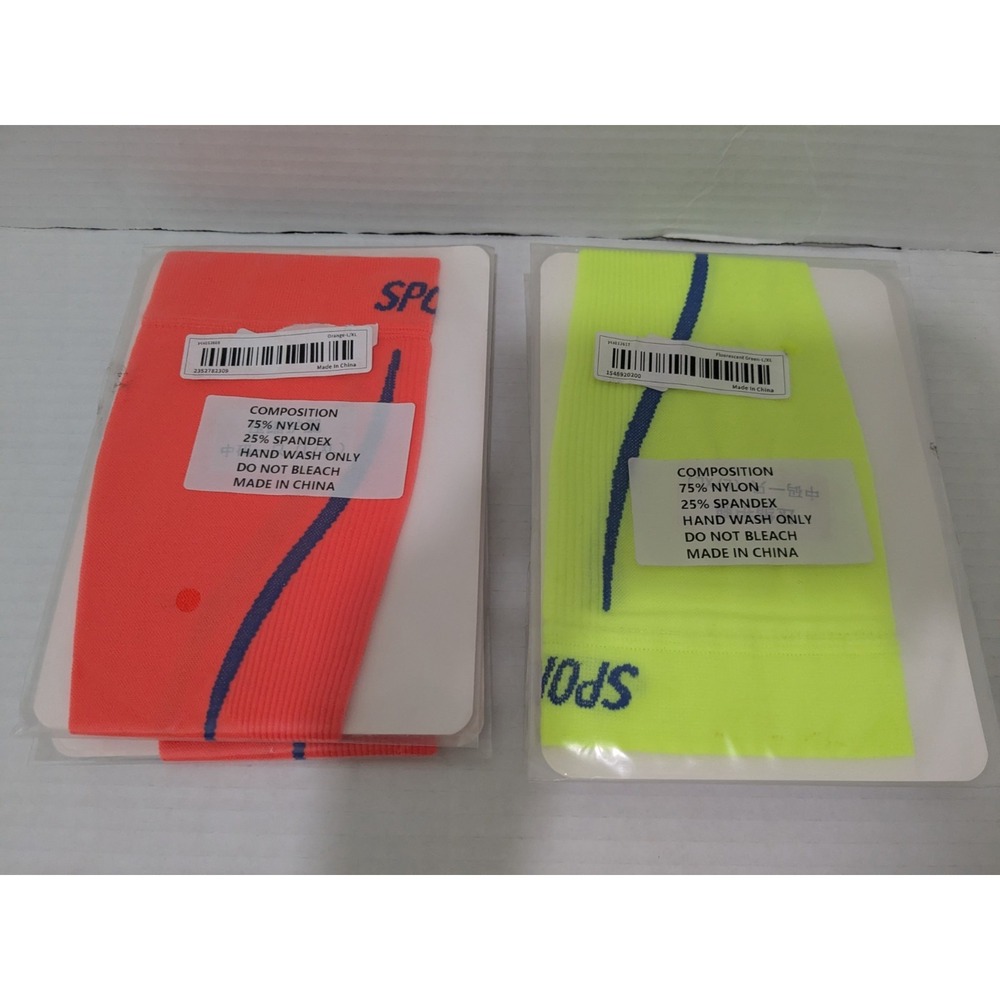 6 Compression Socks - Green And Orange - Size‎ L/XL
